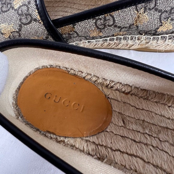 GUCCI GG Supreme Bee Espadrille Flats Beige Canvas Made in Spain 37.5-7.5US - Picture 8 of 15